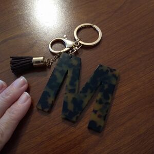 Faux Tortoise M Keychain Key fob